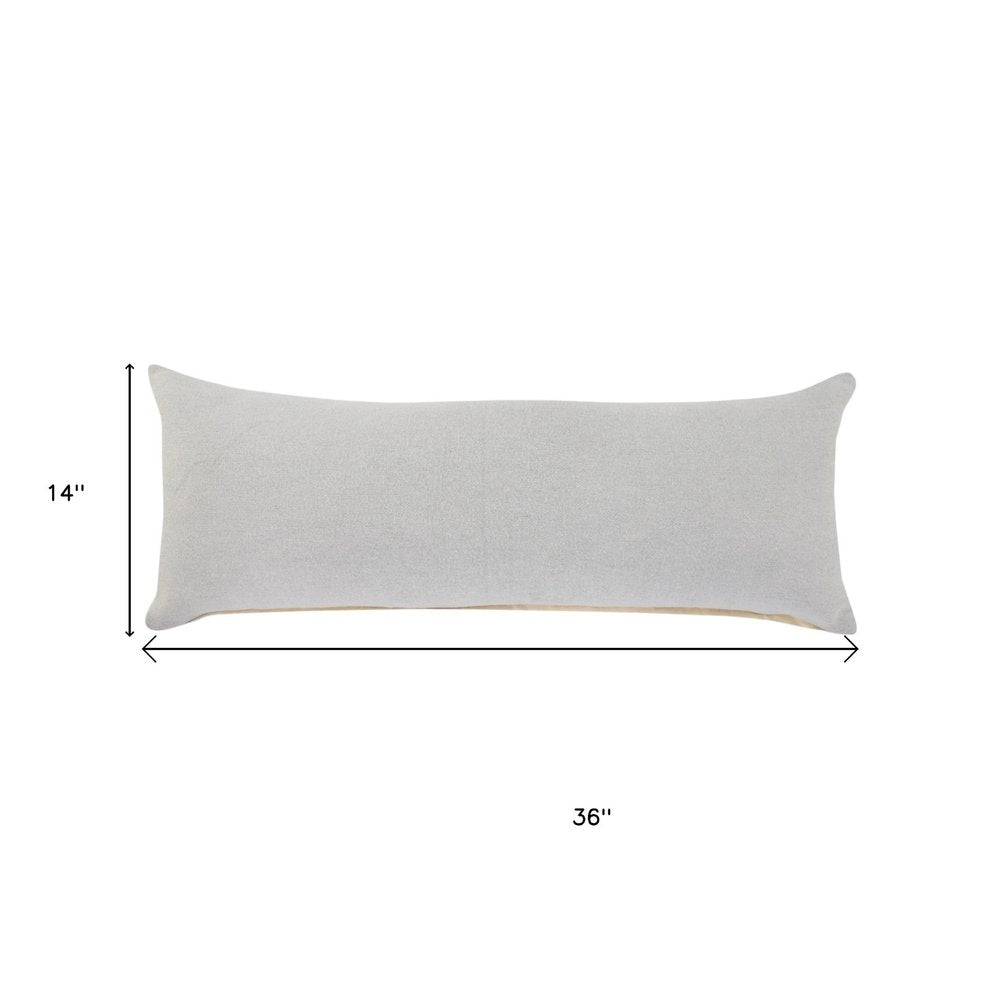 14" X 36" Light Gray Cotton Throw Pillow — view 12
