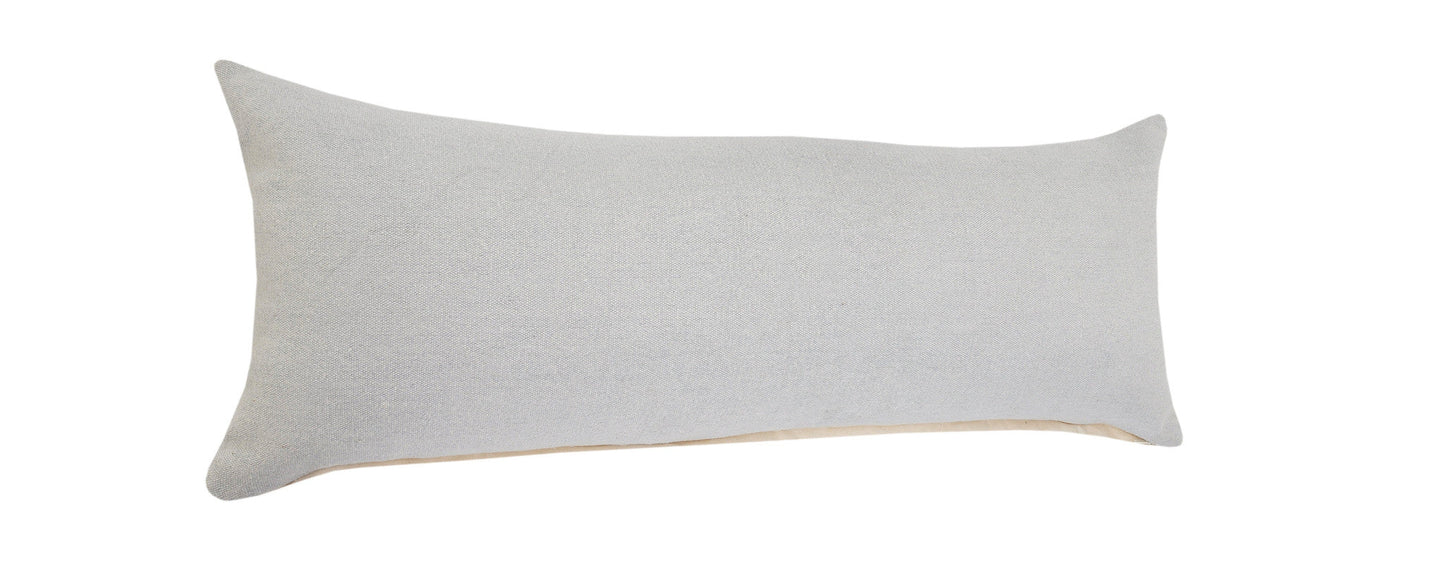 14" X 36" Light Gray 100% Cotton Zippered Pillow FurniFindUSA