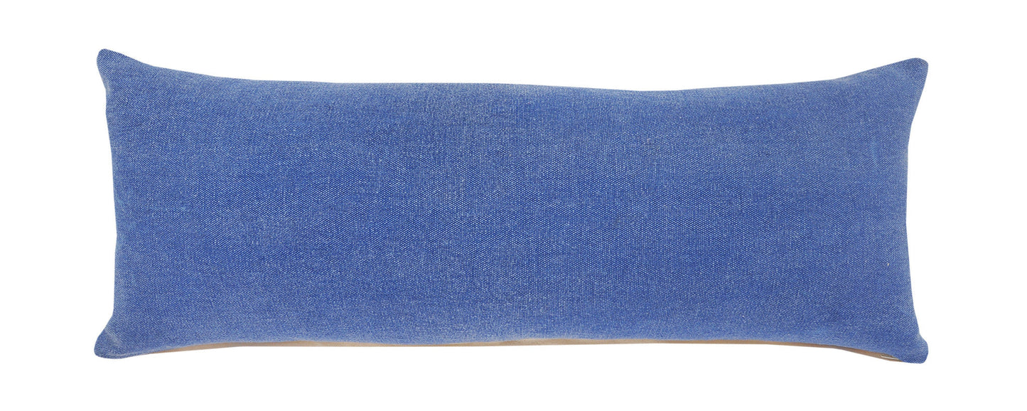 14" X 36" Classic Blue 100% Cotton Zippered Pillow FurniFindUSA