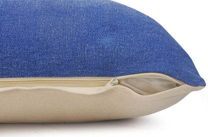14" X 36" Classic Blue 100% Cotton Zippered Pillow HomeRoots