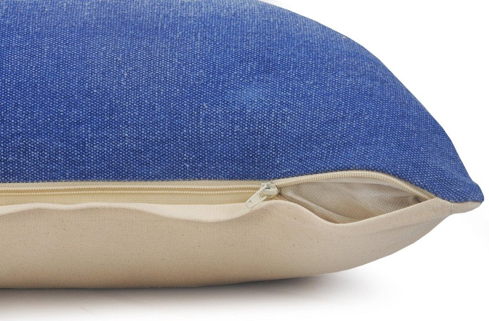 14" X 36" Classic Blue 100% Cotton Zippered Pillow — view 3