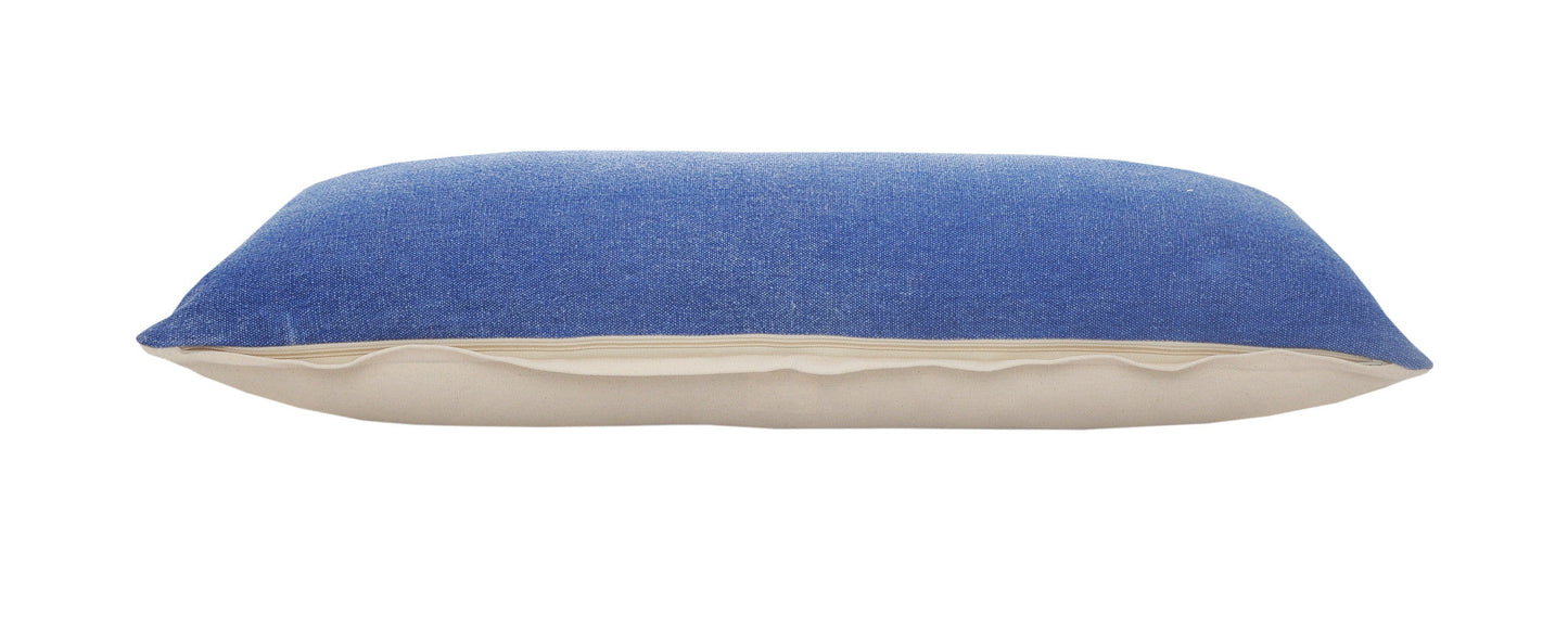 14" X 36" Classic Blue 100% Cotton Zippered Pillow FurniFindUSA