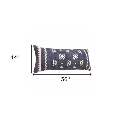 14" X 36" Navy Blue And White Cotton Geometric Throw Pillow HomeRoots