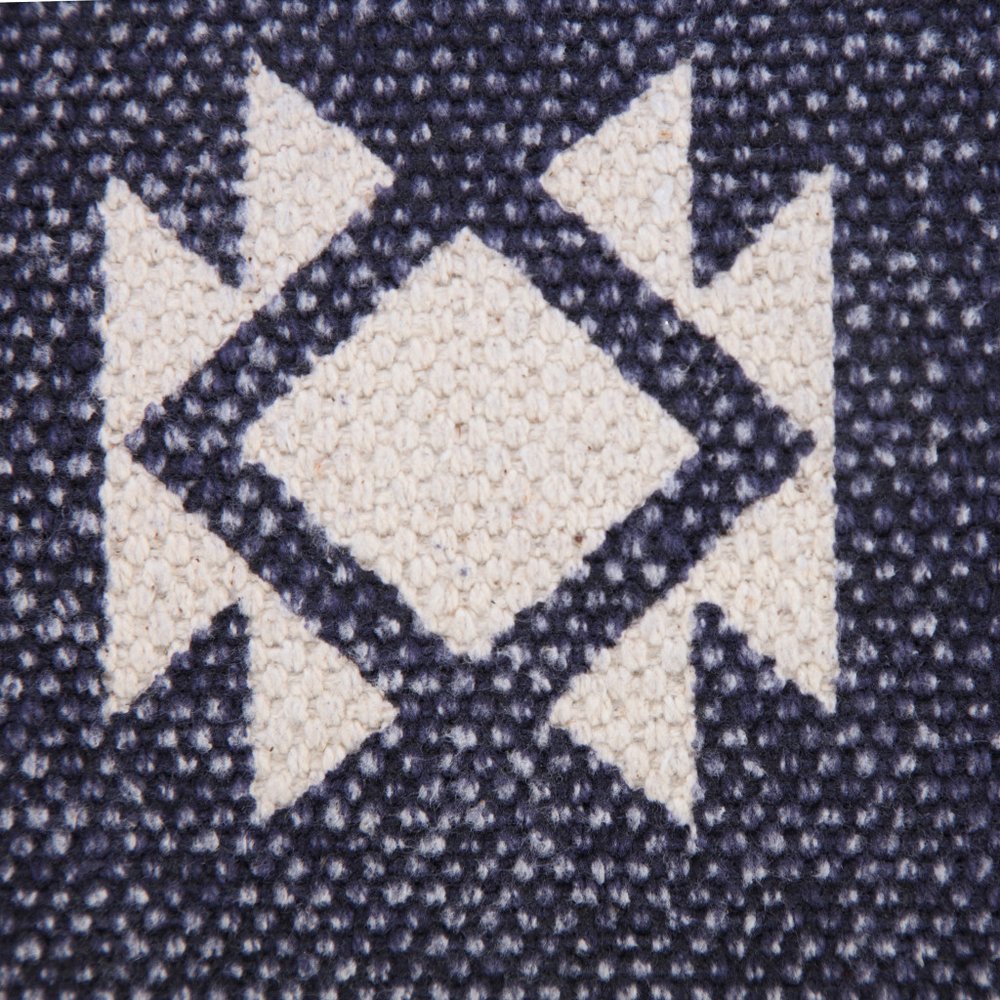 14" X 36" Navy Blue And White Cotton Geometric Throw Pillow — view 2
