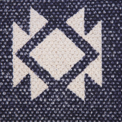 14" X 36" Navy Blue And White Cotton Geometric Throw Pillow HomeRoots