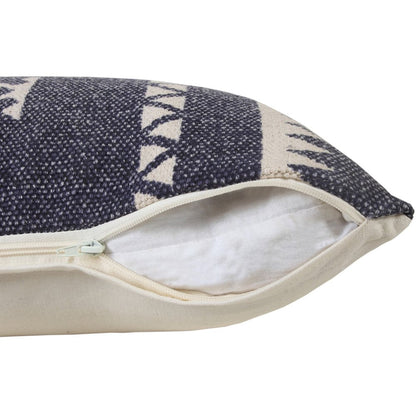 14" X 36" Navy Blue And White Cotton Geometric Throw Pillow HomeRoots