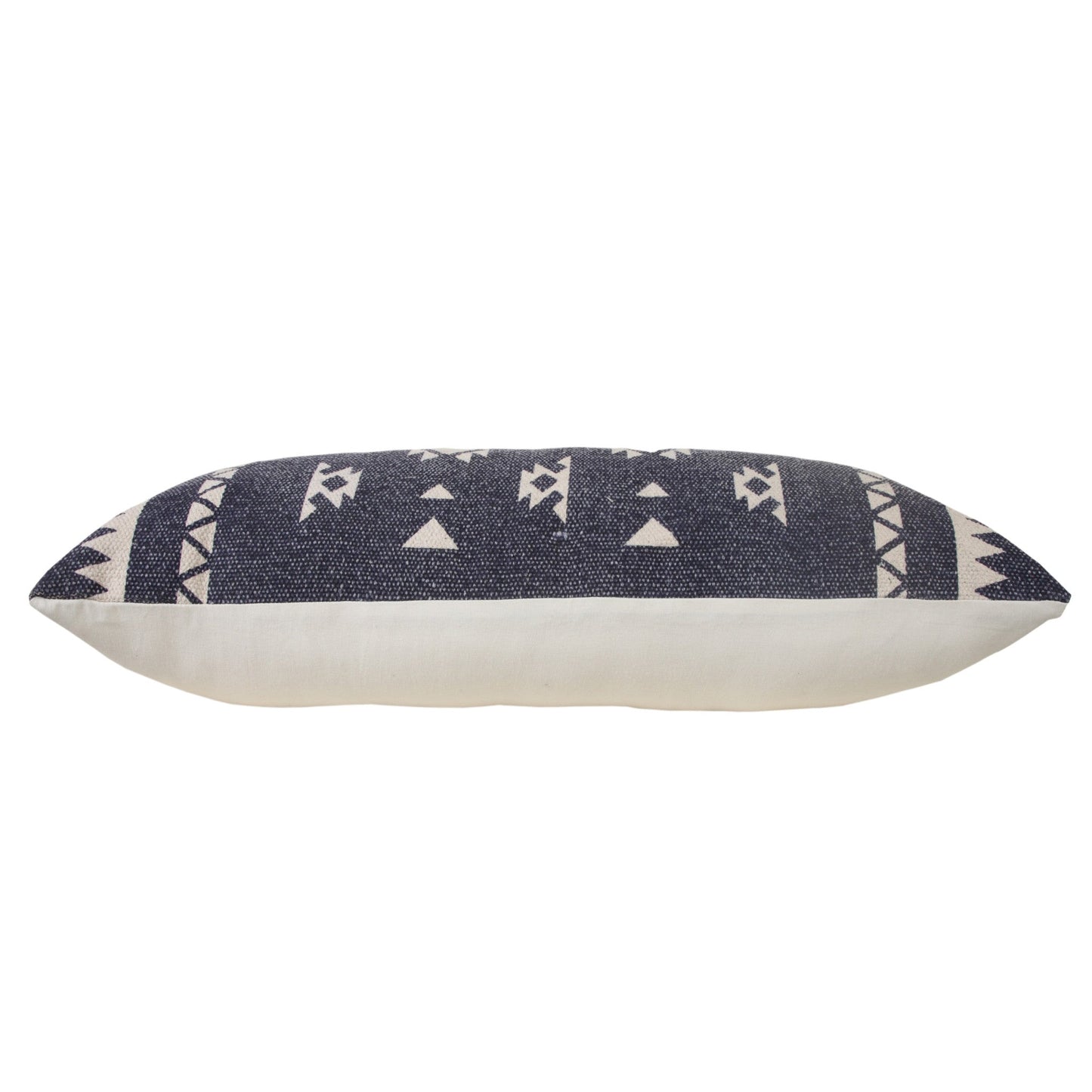 14" X 36" Navy And White 100% Cotton Geometric Zippered Pillow FurniFindUSA
