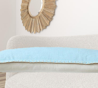 14" X 36" Light Blue 100% Cotton Zippered Pillow FurniFindUSA