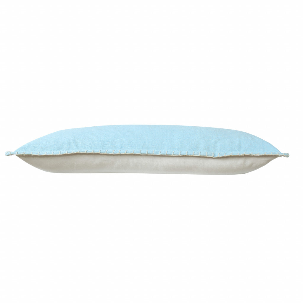 14" X 36" Light Blue 100% Cotton Zippered Pillow FurniFindUSA