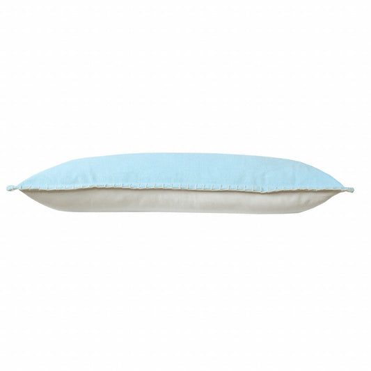 14" X 36" Light Blue 100% Cotton Zippered Pillow FurniFindUSA