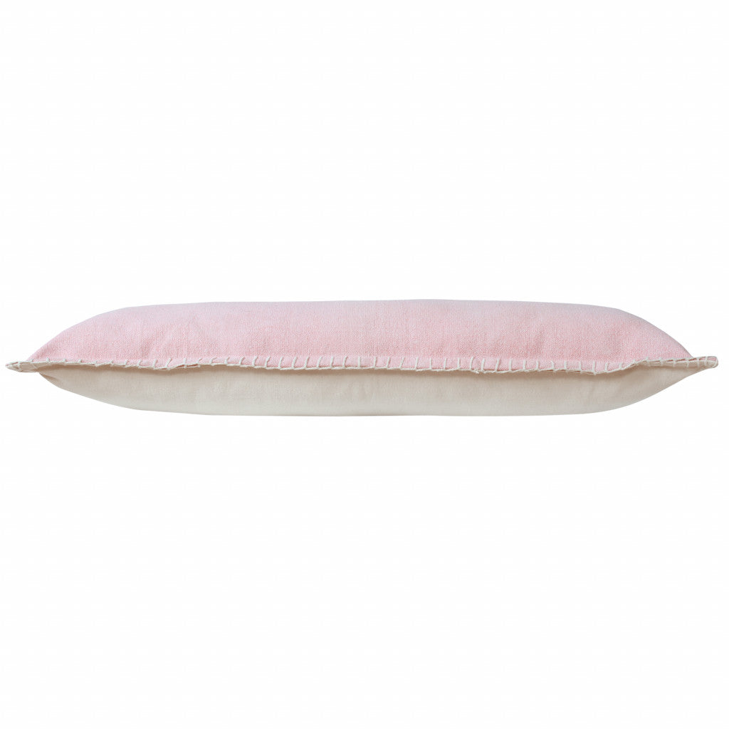14" X 36" Light Pink 100% Cotton Zippered Pillow FurniFindUSA