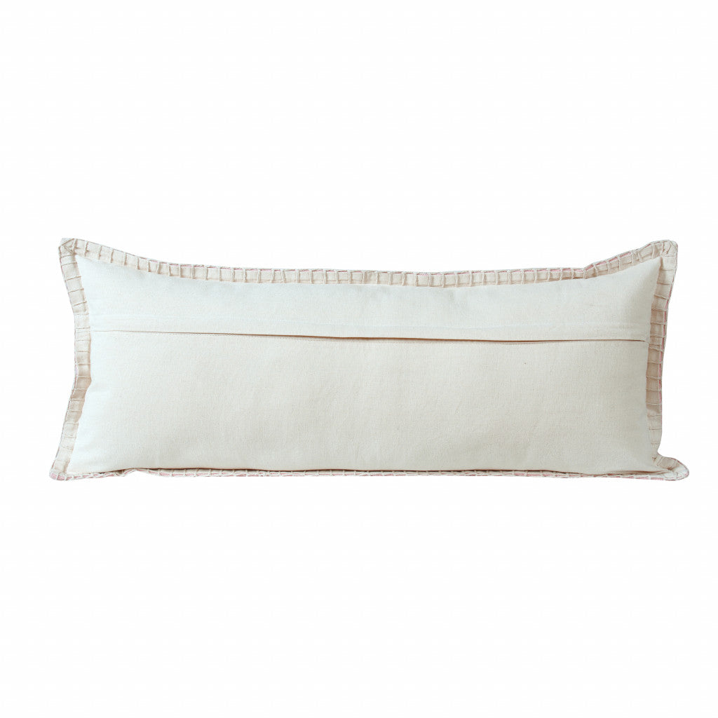 14" X 36" Light Pink 100% Cotton Zippered Pillow FurniFindUSA