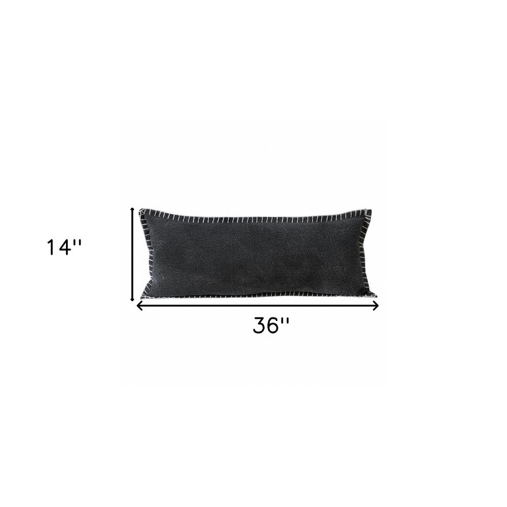 14" X 36" Black Cotton Throw Pillow HomeRoots