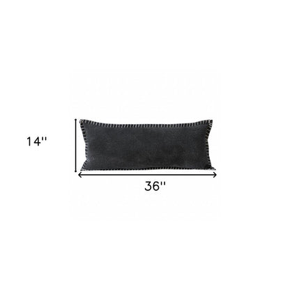 14" X 36" Black Cotton Throw Pillow HomeRoots