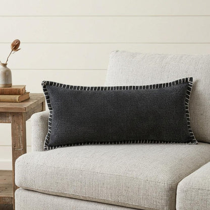 14" X 36" Black Cotton Throw Pillow HomeRoots