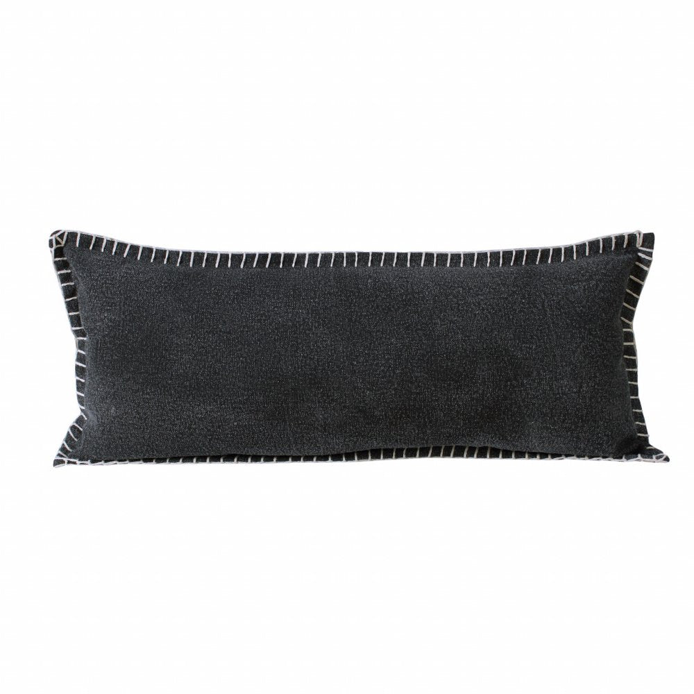 14" X 36" Black Cotton Throw Pillow — view 1