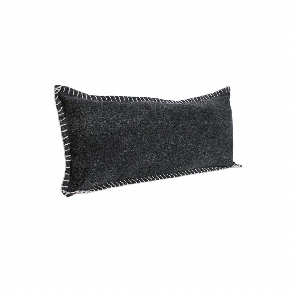 14" X 36" Black Cotton Throw Pillow — view 4