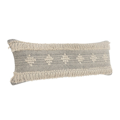 14" X 36" Gray And Taupe 100% Cotton Geometric Zippered Pillow FurniFindUSA