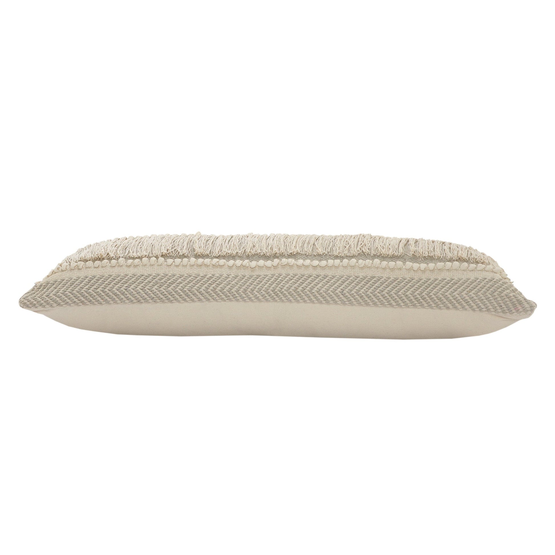 14" X 36" Beige And Cream 100% Cotton Chevron Zippered Pillow FurniFindUSA