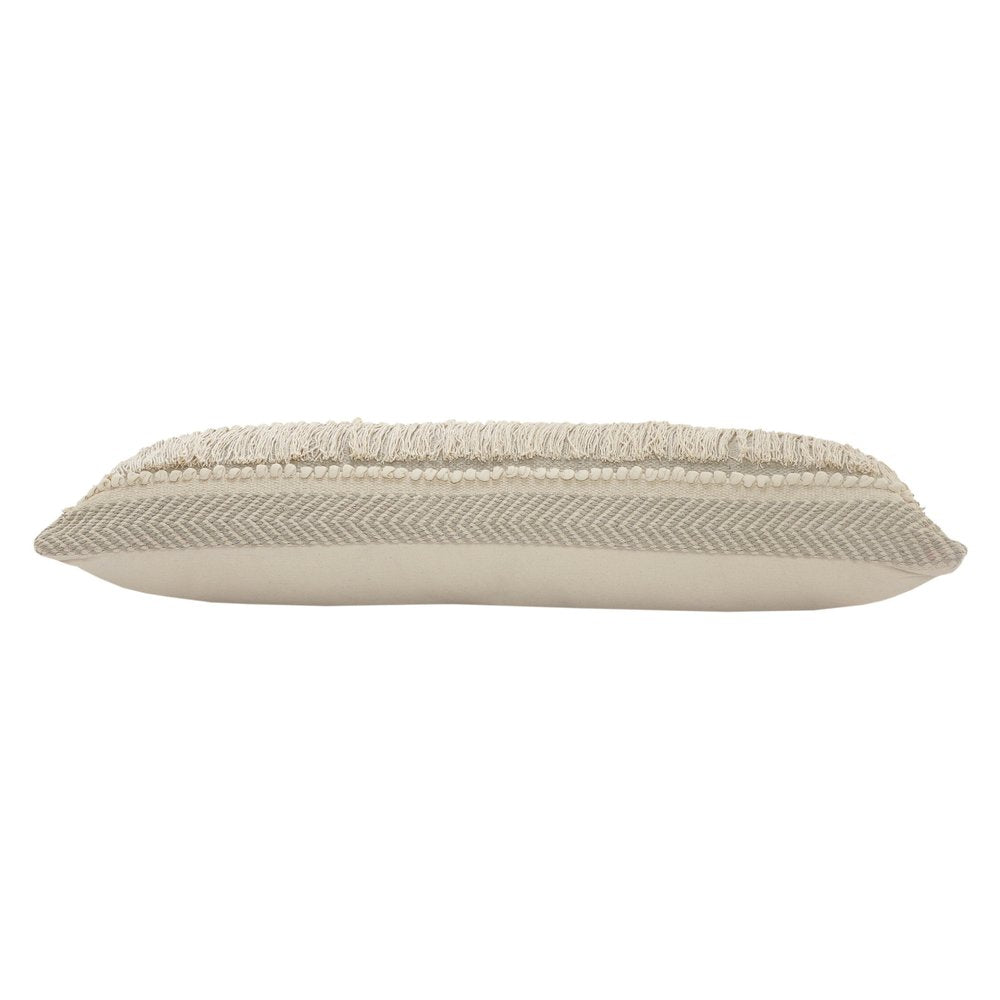 14" X 36" Beige And Gray Cotton Chevron Throw Pillow HomeRoots