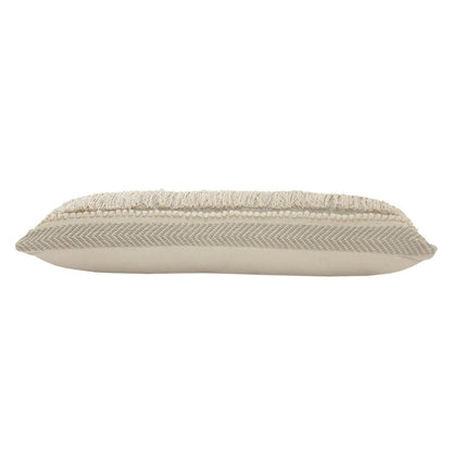 14" X 36" Beige And Gray Cotton Chevron Throw Pillow HomeRoots