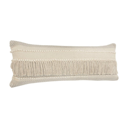 14" X 36" Beige And Gray Cotton Chevron Throw Pillow