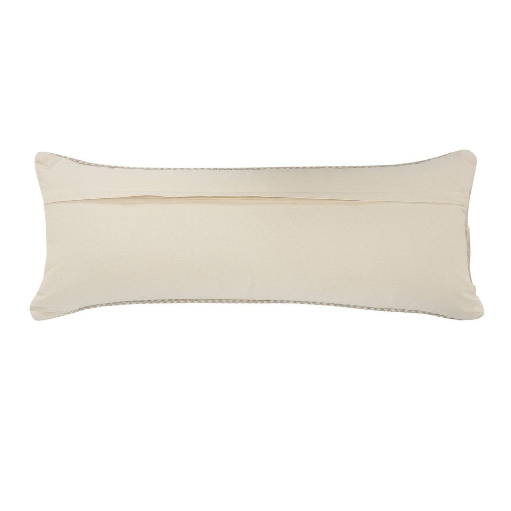 14" X 36" Beige And Gray Cotton Chevron Throw Pillow HomeRoots