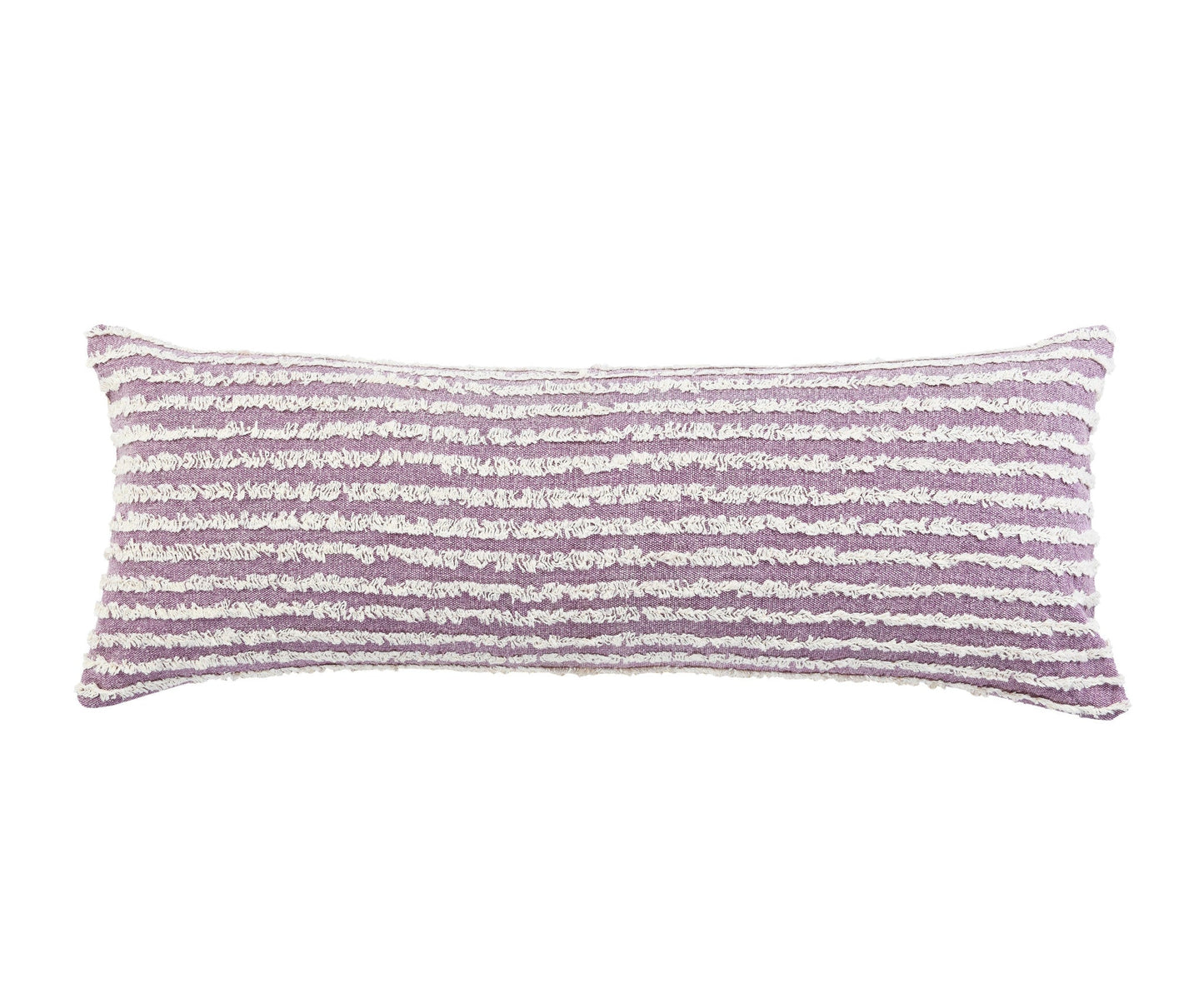 14" X 36" Purple And Cream 100% Cotton Striped Zippered Pillow FurniFindUSA