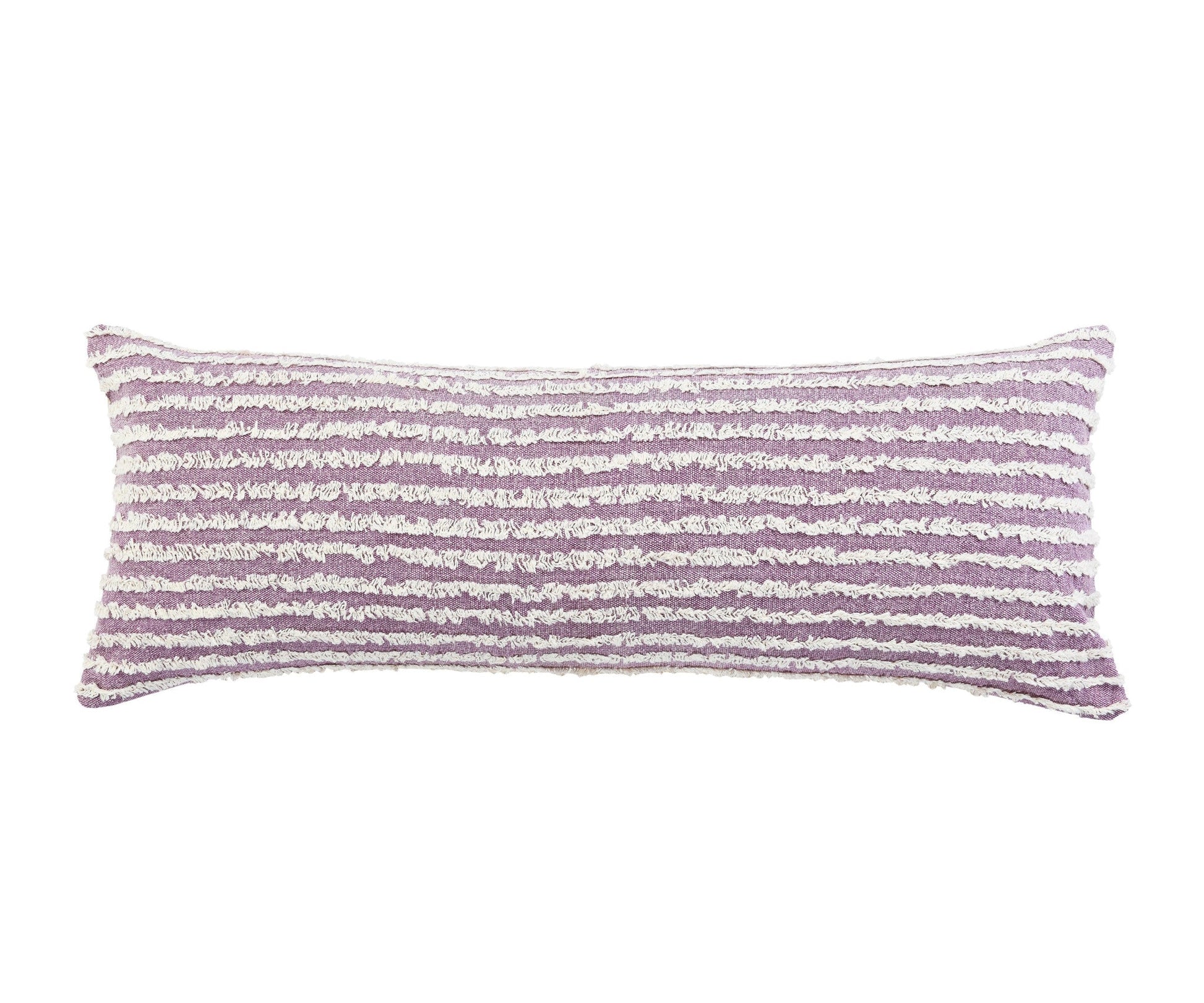 14" X 36" Purple And Cream 100% Cotton Striped Zippered Pillow FurniFindUSA