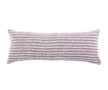 14" X 36" Purple And Cream 100% Cotton Striped Zippered Pillow FurniFindUSA