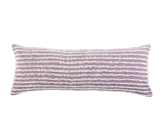 14" X 36" Purple And Cream 100% Cotton Striped Zippered Pillow FurniFindUSA