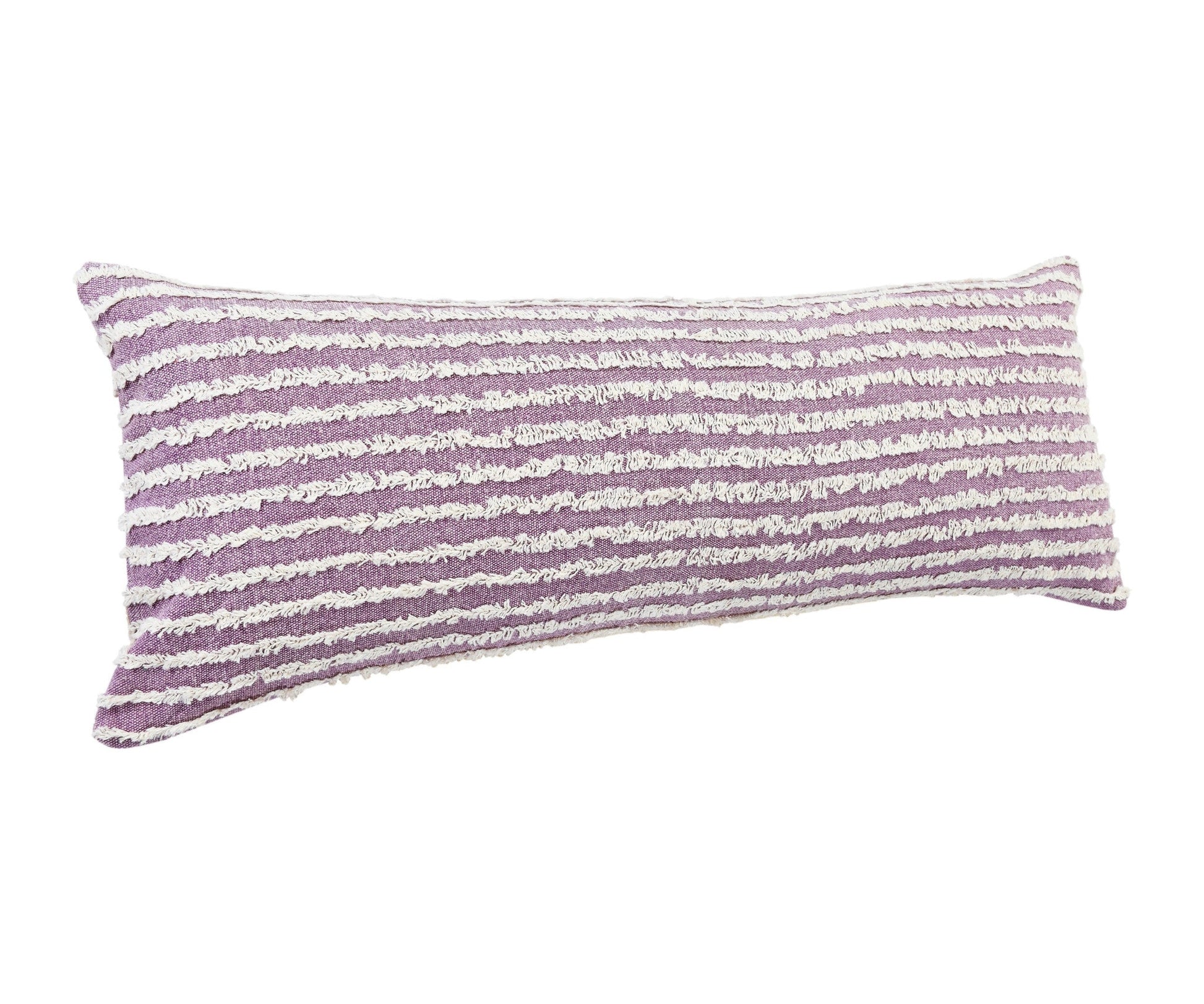 14" X 36" Purple And Cream 100% Cotton Striped Zippered Pillow FurniFindUSA