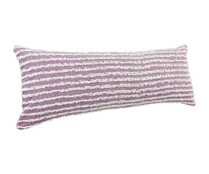14" X 36" Purple And Cream 100% Cotton Striped Zippered Pillow FurniFindUSA
