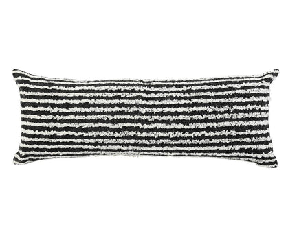 14" X 36" Black And Cream 100% Cotton Striped Zippered Pillow HomeRoots