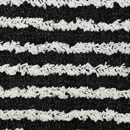 14" X 36" Black And Cream 100% Cotton Striped Zippered Pillow HomeRoots
