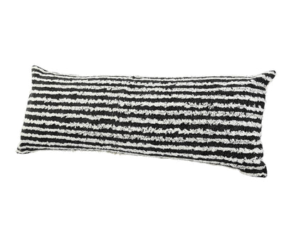 14" X 36" Black And Cream 100% Cotton Striped Zippered Pillow FurniFindUSA