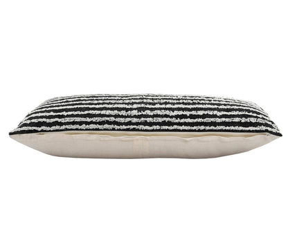 14" X 36" Black And Cream 100% Cotton Striped Zippered Pillow HomeRoots