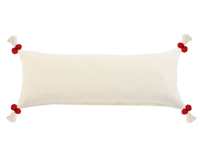14" X 36" Heute Red And Cream 100% Cotton Geometric Zippered Pillow FurniFindUSA