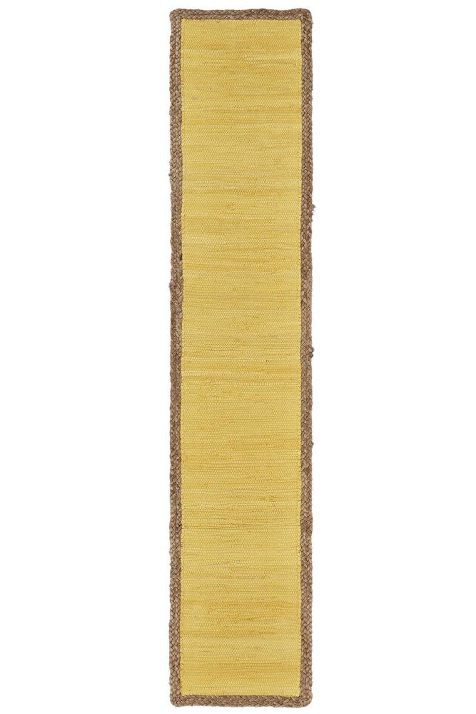72" Yellow And Natural Cotton And Jute Table Runner HomeRoots