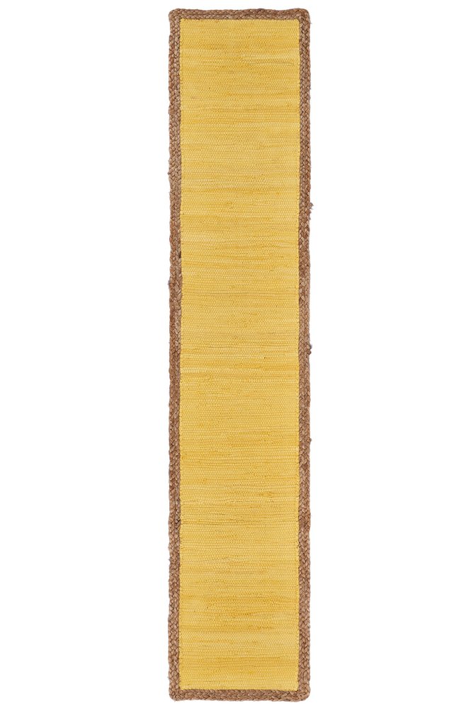 72" Yellow And Natural Cotton And Jute Table Runner HomeRoots