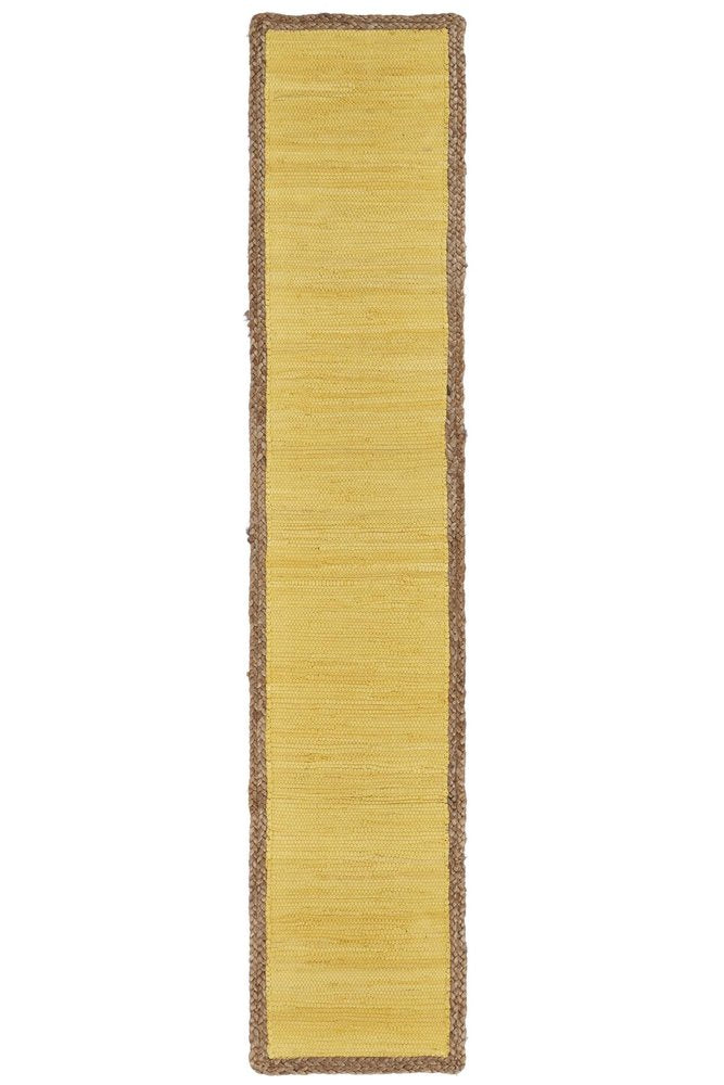 72" Yellow And Natural Cotton And Jute Table Runner HomeRoots