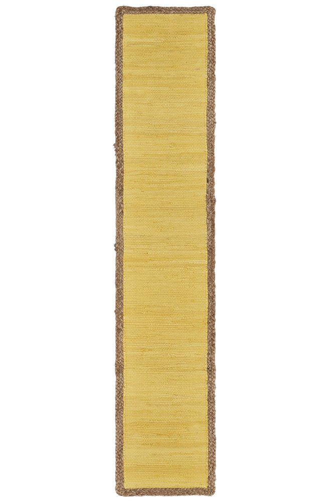 72" Yellow And Natural Cotton And Jute Table Runner HomeRoots