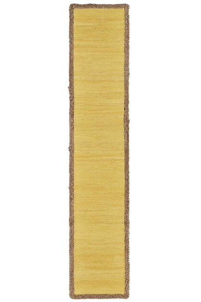 72" Yellow And Natural Cotton And Jute Table Runner HomeRoots