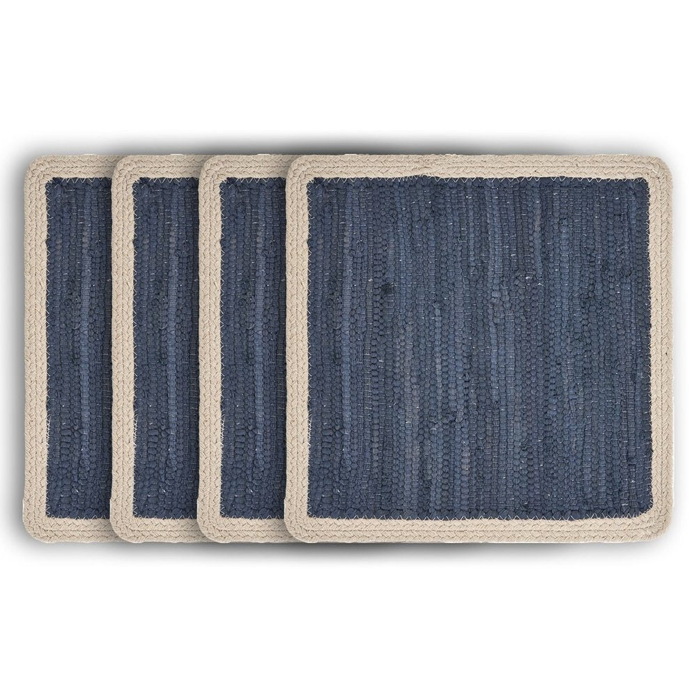 19" Set of Four Orange And Natural Solid With Border Cotton Placemats HomeRoots