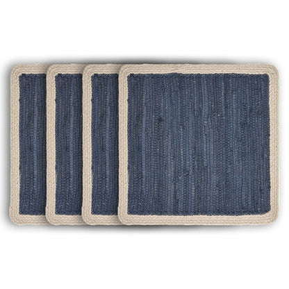 19" Set of Four Orange And Natural Solid With Border Cotton Placemats HomeRoots
