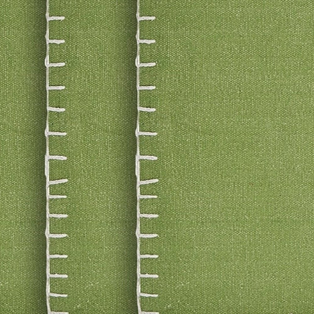 15" Set of Four Natural And Olive Green Embroidered Edge Cotton Square Placemats HomeRoots