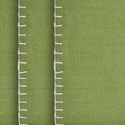 15" Set of Four Natural And Olive Green Embroidered Edge Cotton Square Placemats HomeRoots
