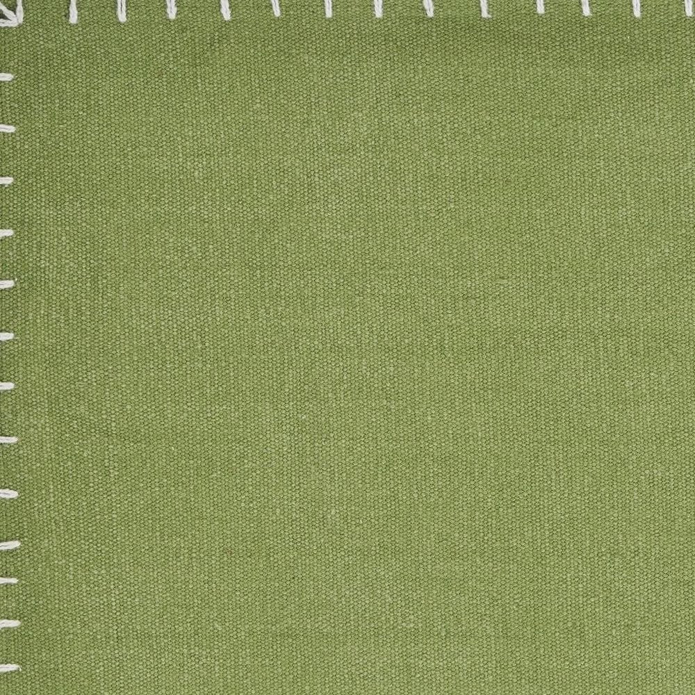 15" Set of Four Natural And Olive Green Embroidered Edge Cotton Square Placemats HomeRoots