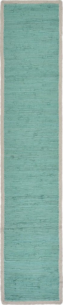 19" Set of Four Turquoise and Natural Solid With Border Cotton Placemats HomeRoots