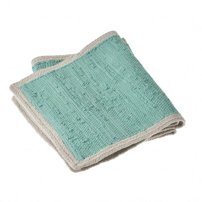 19" Set of Four Turquoise and Natural Solid With Border Cotton Placemats HomeRoots